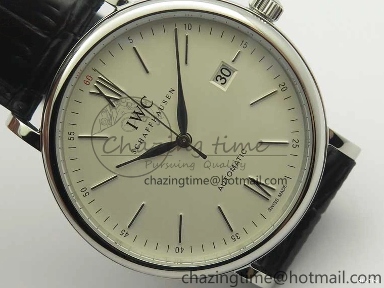 MIROTIME 0730 Portofino Automatic SS MKF 1:1 Best Edition White Dial On Black Leather Strap MIYOTA 9015 V Original 7204